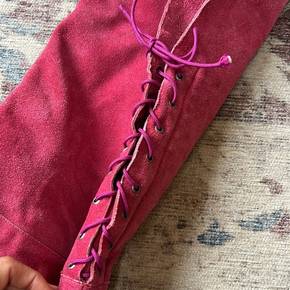 The Wild Pair Vintage Suede Over the Knee Lace Up Heeled Boots - Picture 5 of 12